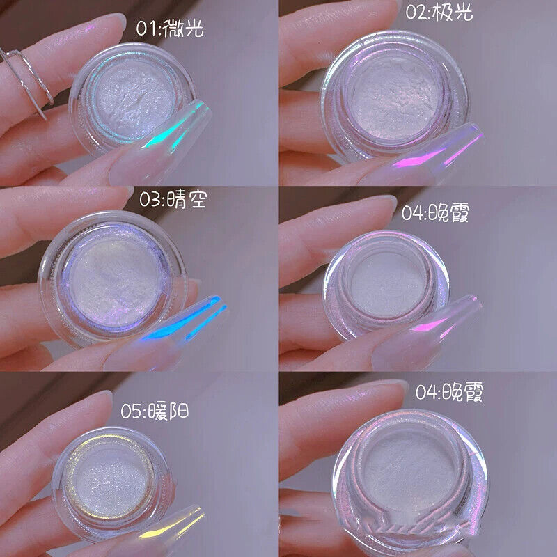 Nail Art Powder Chrome Metallic Mirror Pigments Iridescent Pearl Glitters Decors