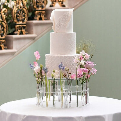Cake Stands Acrylic Display Board Round Refillable Flowers Base Tray DIY 30x15cm