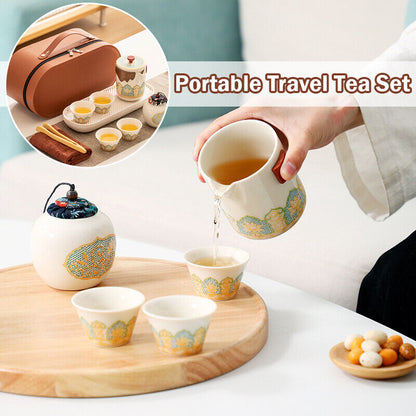 Outdoor Office Camping Tea Ceramic Set Porcelain Chinese Gongfu Tea Cup Set