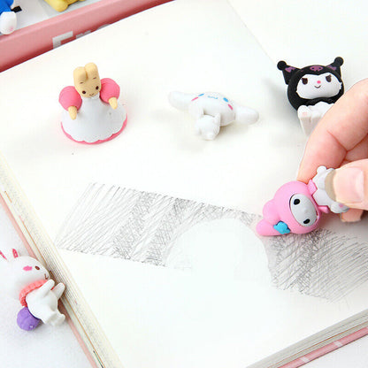 Sanrio Family Eraser Cute Kuromi Cinnamoroll Library Eraser Stationery 4PCS