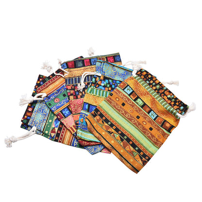 3Pcs 9.5x12cm Linen Bunt Tribal Tribe Drawstring Jewellery Gift Bags Pouches -ca