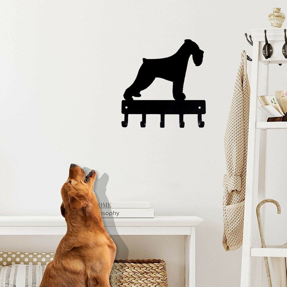 Miniature Schnauzer - Key Rack Wall Mounted Hook Up Key Hanger Artwork Shape