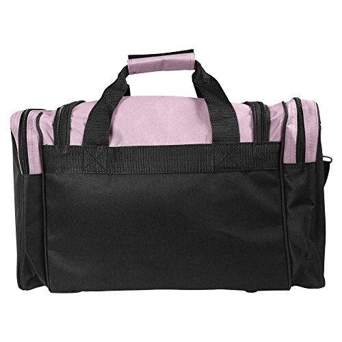 DALIX 17" Duffle Travel Bag with Front Mesh Pockets in Pink Medium,