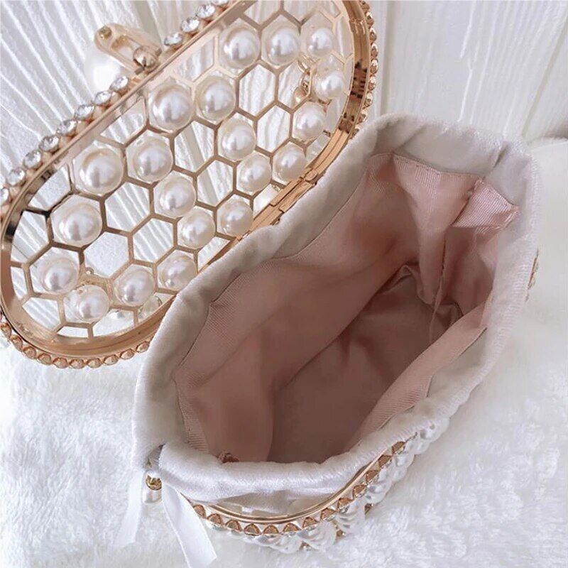 Pearl Handbag and Purses Women Wedding Party Clutch Bag Handle Evening Bags