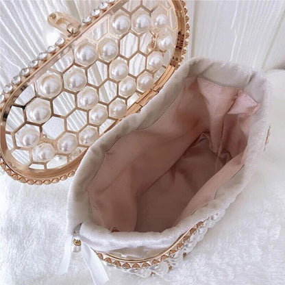 Pearl Handbag and Purses Women Wedding Party Clutch Bag Handle Evening Bags