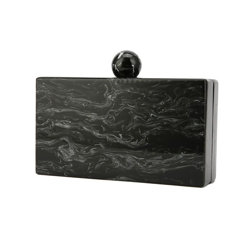 Pearl Black Marble Acrylic Clasp Ball Plastic Acrylic Purse Handbag Wallet Beach