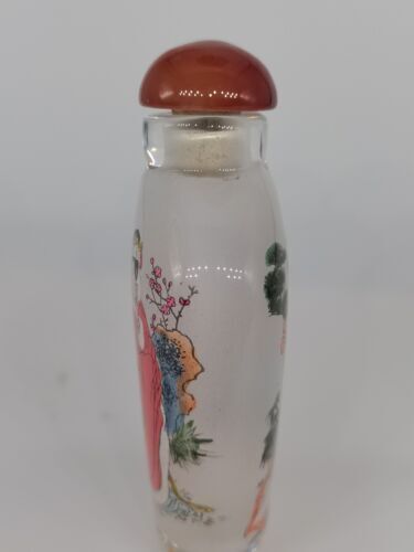 Chinese Old Beijing Glaze Inside Painting Snuff Bottle Painted Beautiful Woman