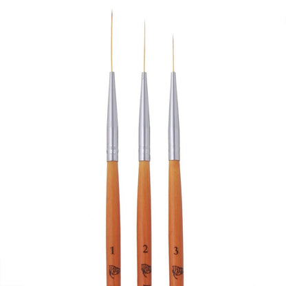 Nail Art Tools 3Pcs Liner Ultra Fine Brush Wooden Handle French Strip 15 20 25mm