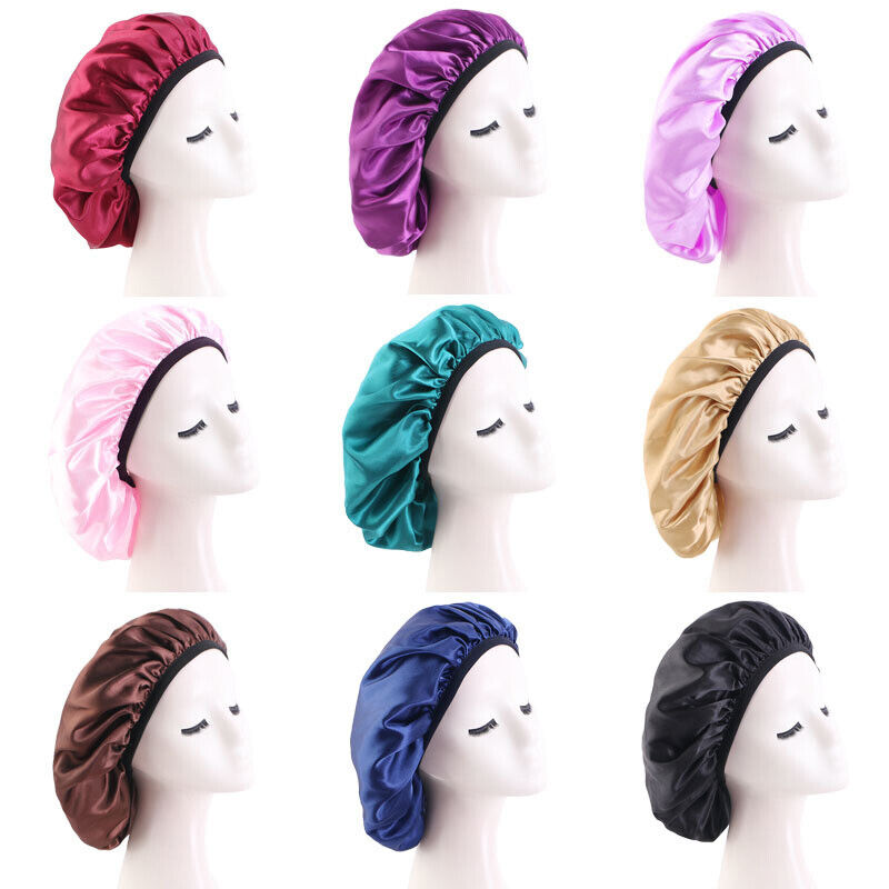 Stretch Thin Brim Round Cap Makeup Cap Satin Nightcap Nursing Hat Solid Color