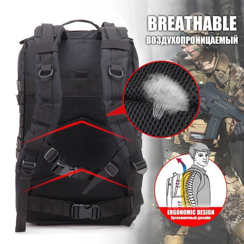 50L Capacity Man Military Tactical Backpacks Bug Out Bag Hiking Camping Hunting