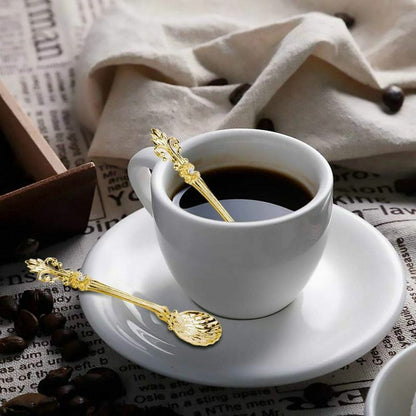 4Pcs/Set 11cm Royal Style Metal Carved Coffee Tea Spoon Vintage Antique Flatware
