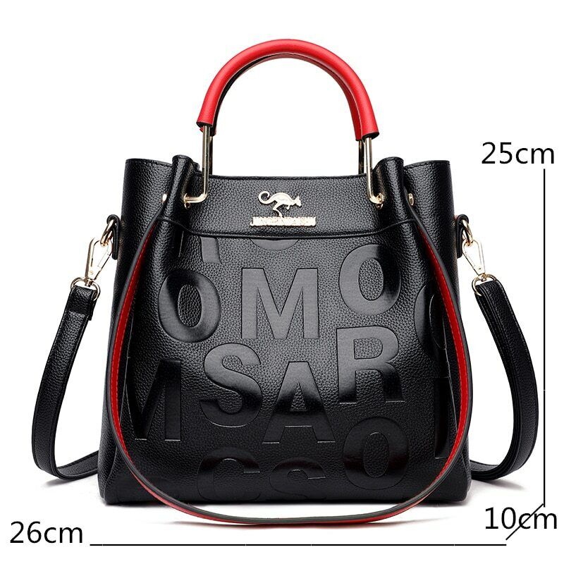 Luxury Handbags Letter Pu Leather Women Shoulder Bags Big Capacity Crossbody Bag