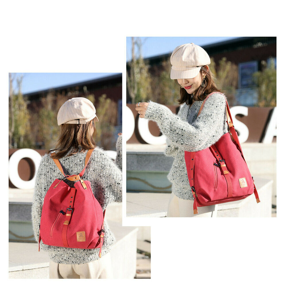 Women Canvas Backpack Shoulder School Bag Messenger Travel Handbag Tote