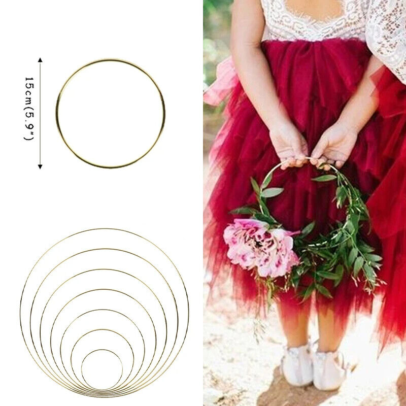 Floral Hoop Round Metal Wreath Macrame Wedding Engagement DIY Dream Catcher Ring