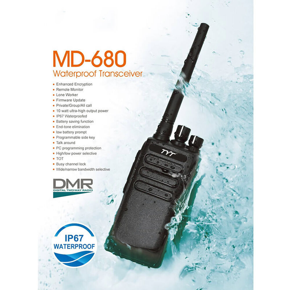 10W MD680 DMR Radio 16 CANALI Dual Time Spot Encryption HAM Wireless Interphone