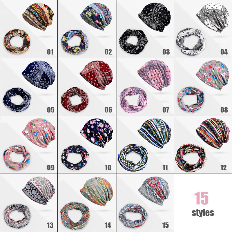 Women Floral Baggy Slouchy Beanie Hat Headwear Scarf Snood Hat Cancer Chemo Caps