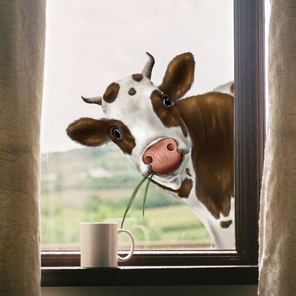 Animal Wall Stickers PVC Cartoon Cow Print Window Decals Home Decoration 30x35cm