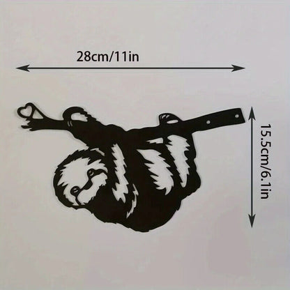 1pc Cute Sloth On Branch Steel Silhouette Metal Wall Art Home Garden Yard