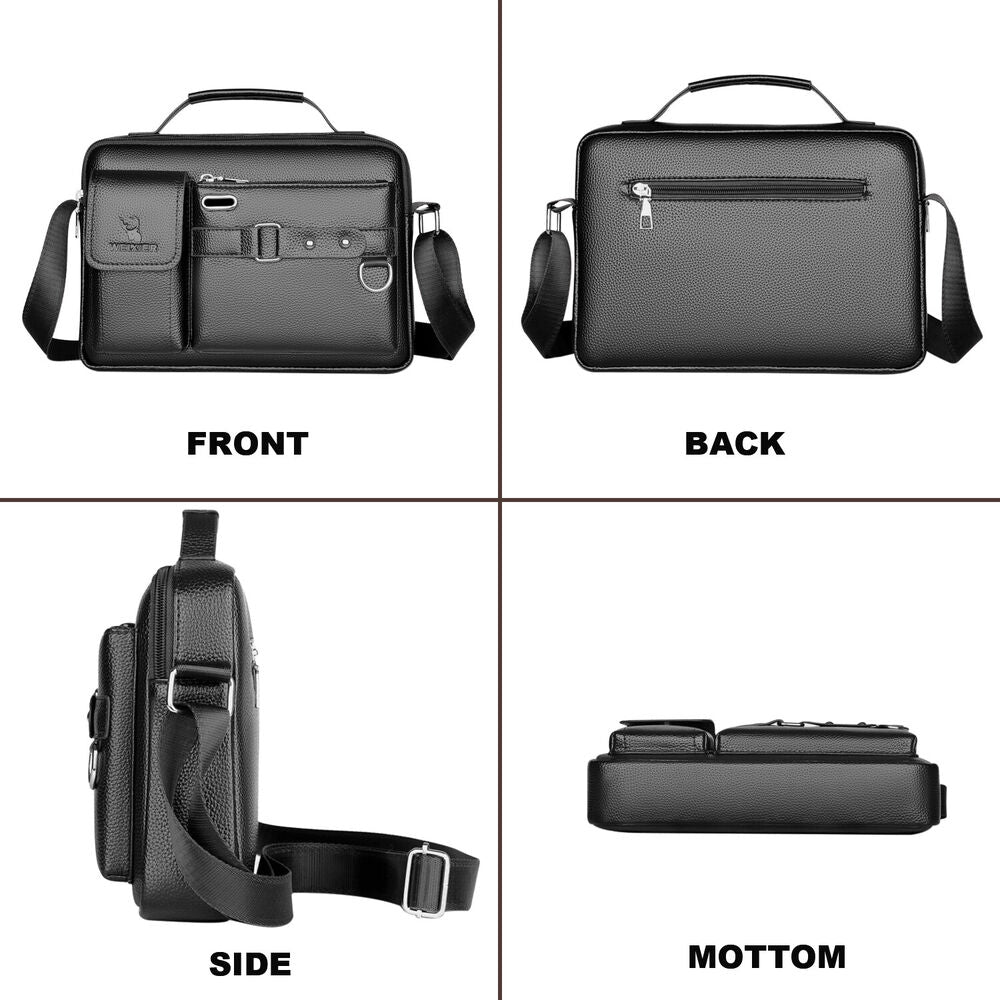 Men's PU Leather Briefcase Shoulder Messenger Bag Crossbody Handbag Satchel Bag