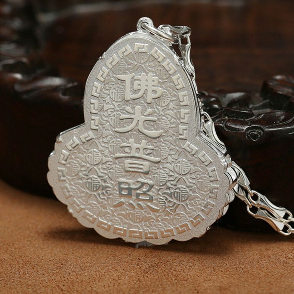 S999 Pure Fine Silver Men Women Lucky Flame Buddha Guanyin Pendant 4G-24G