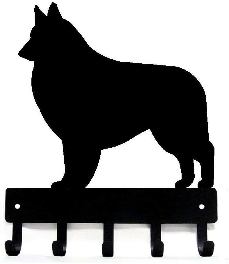 Belgian Tervuren Dog Key Rack & Leash Hanger - 9 inch Wide Metal Wall Art