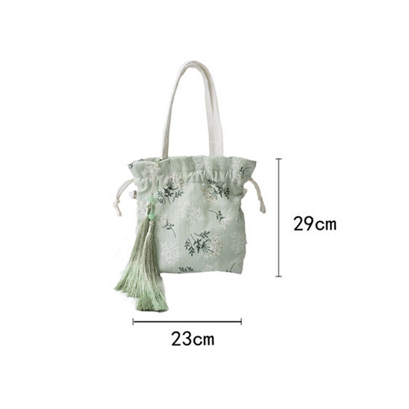 Chinese Bamboo Embroidery Purse Wallet Ancient Drawstring Bag Hanfu Handbag