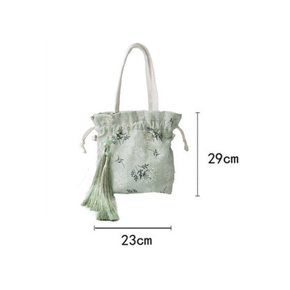 Chinese Bamboo Embroidery Purse Wallet Ancient Drawstring Bag Hanfu Handbag