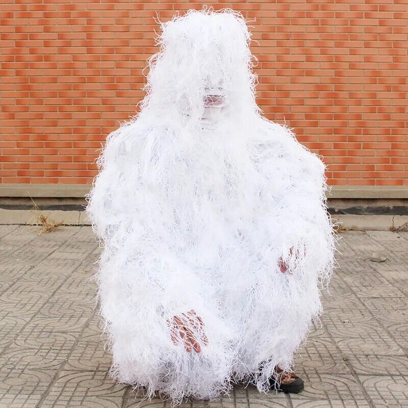 Men White Ghillie Suits Synthetic Fiber Yowie Sniper Tactical Hunting Clothing
