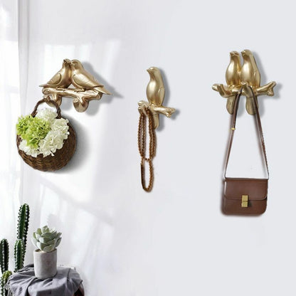 4Pcs/Set Birds Resin Hooks Wall Decor Bedroom Door Seamless Coat Frame Organizer