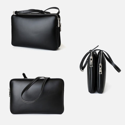 Rectangle Real Leather Shoulder bag PurseHandbag Briefcase Envelope Messenger