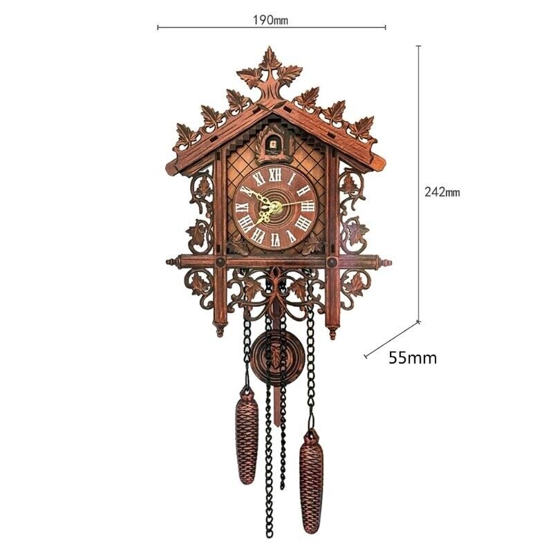 NEW Brown German Forest Cuckoo Clock Nordic Style Retro Wooden Cuckoo Wall Clock