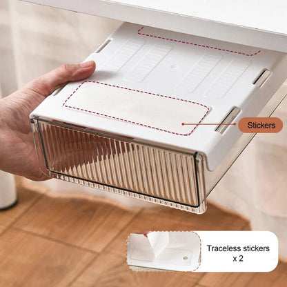 Storage Box Under Table Drawer Desk Stick Stand Hidden Stationery Pen Organizers