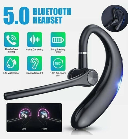 Wireless Bluetooth 5.0 Earpiece Noise Cancelling Headset Driving Trucker Earbuds
