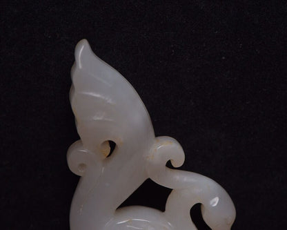 Antique Chinese Hetian Jade Hand Carved Phoenix Bird Statue Figurines Collection