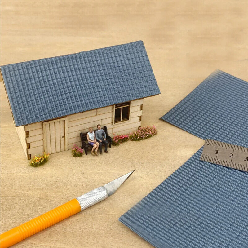 Model Building Material 2Pcs Simulation PVC Roof Tile Wall DIY Scene Diorama Kit