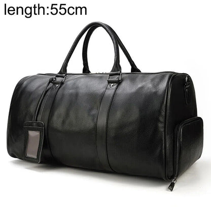 Genuine Leather Travel Bag Men Women Cowhide Casual Travel Weekend Shoulder Bag