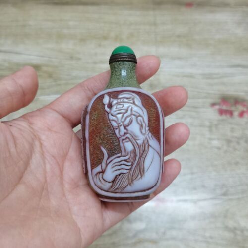 Collection Antique Chinese Beijing Glaze Carved Figure Statues Nice Snuff Bottle