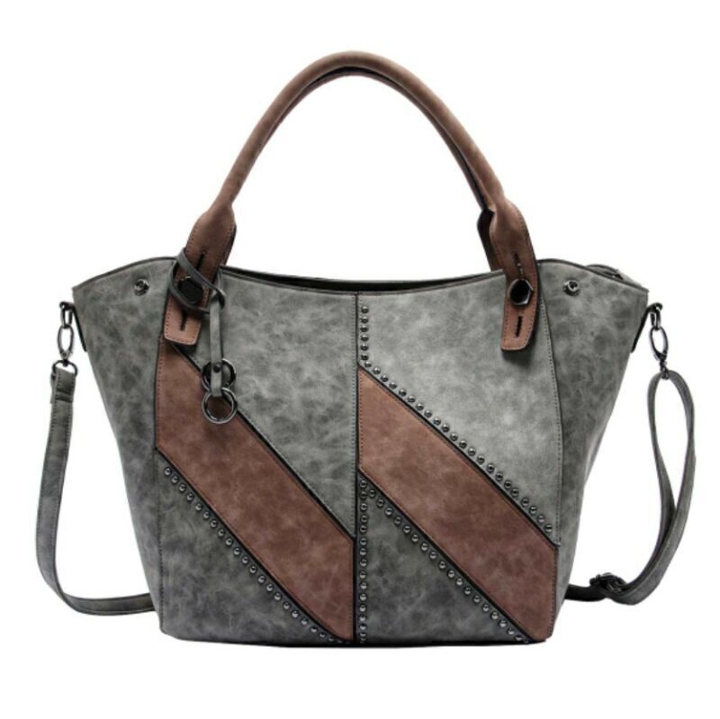 Celela Women Color-block Studs Tote Shoulder Crossbody Bag Handbag Purse GU