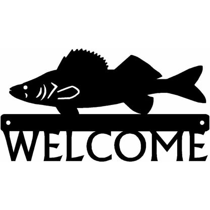 Welcome Sign Wall Stickers Artwork Walleye Fish Metal Wall Art Home Decor