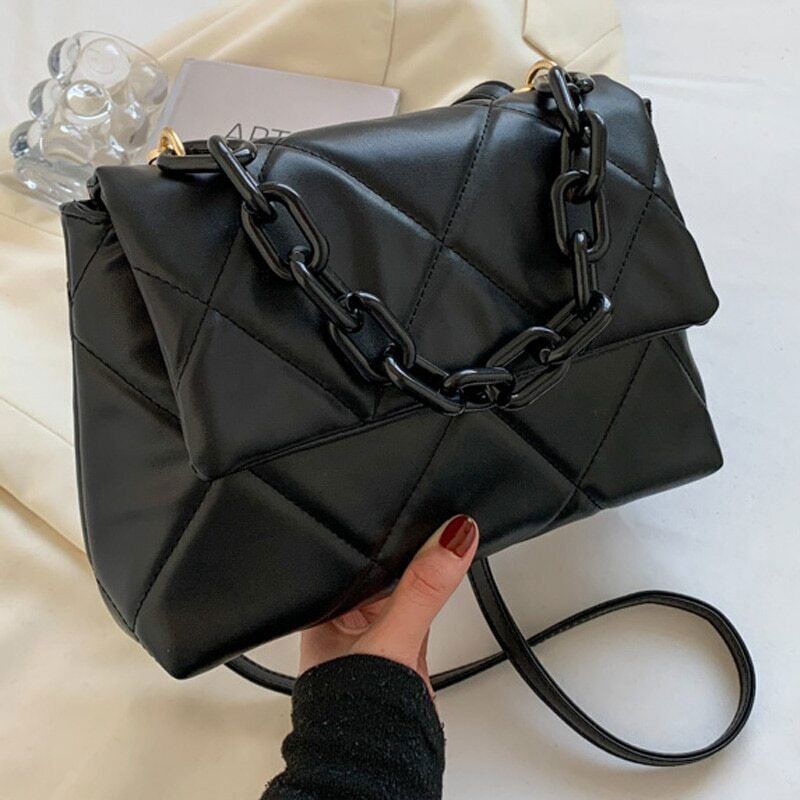 PU Leather Crossbody Bags Women Flap Bag Trending Chain Shoulder Handbags