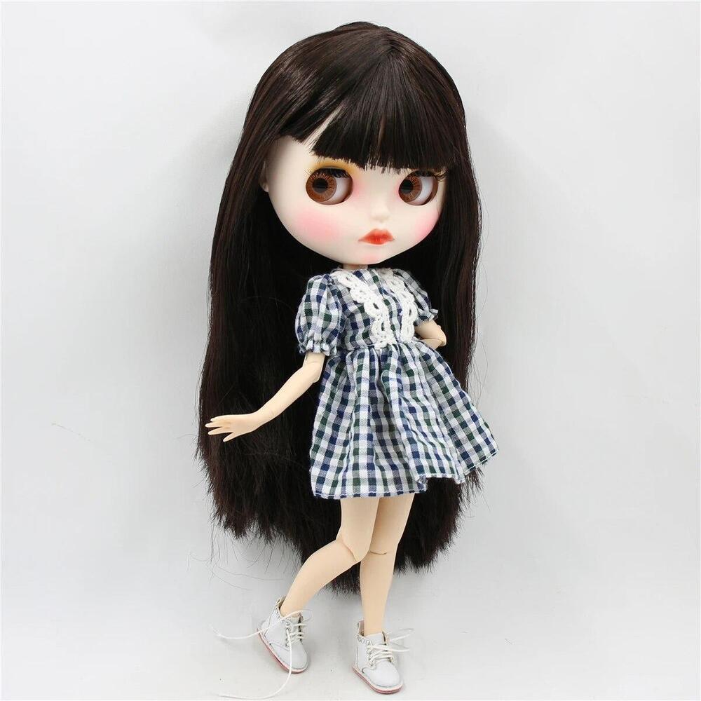 Blythe Doll Brown Hair 12" Joint Body Matte Face White Skin BJD Interactive Toys