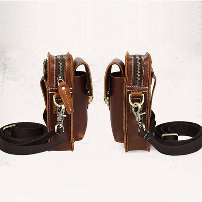 Men's New Rustic Leather Waist Bag Fanny Pack Belt Bag Pouch Small Shoulder Bag