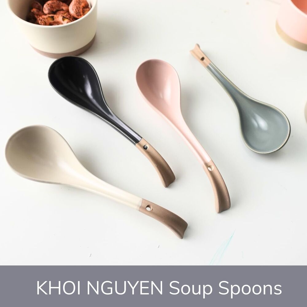 Unique Soup Spoons Chinese Japanese Korean Cooking Home Kitchen Gifts Set of 4