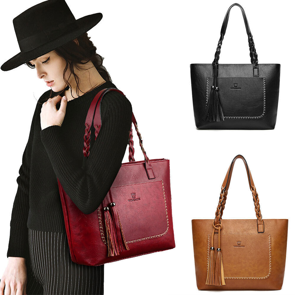 Women Fashion Faux Leather Handbags Tote Shoulder Bag Messenger Crossbody Purse