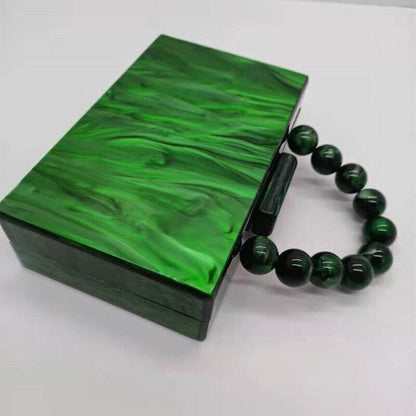 2022 New Fashion Pearl Acrylic Day Box Bags Women Bead Beach Girl Lady Handbag