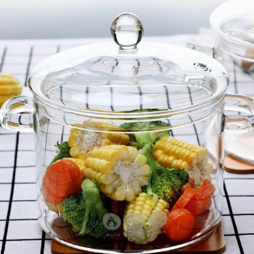 1.6L Heat-Resistant Porridge Pot 15x18cm Transparent Glass Home Soup Stocks Bowl