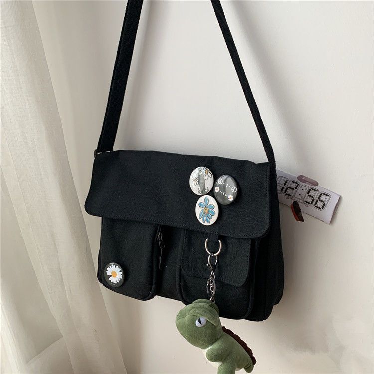 Canvas Bag Fashion Shoulder Bag Student Large Capacity Female Crossbody Bag 31CM
