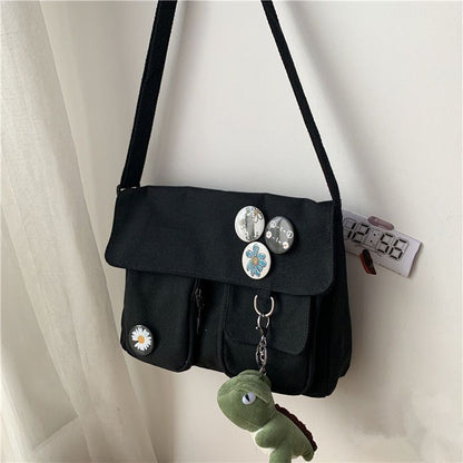 Canvas Bag Fashion Shoulder Bag Student Large Capacity Female Crossbody Bag 31CM