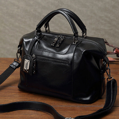 Oil Wax Leather Women's Handbag Boston Bag Crossbody Shoulder Bag Satchel Tote