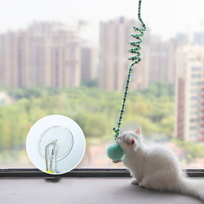 Spring Cat Toy Automatic Play Hanging Cat Toys Playing Suction Cup Bell Ball NEW